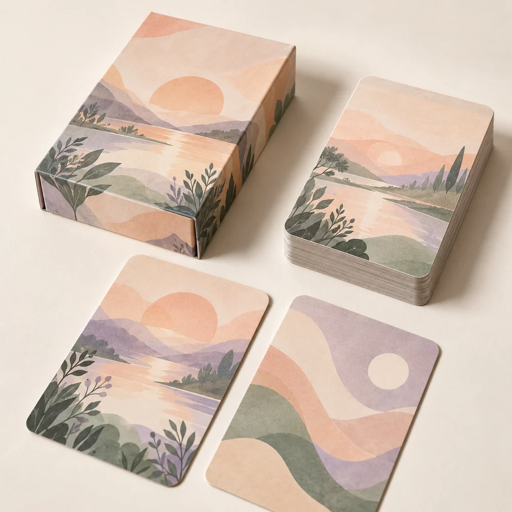Cartes d’affirmation · 30 cartes — exemple de personnalisation, visualisation