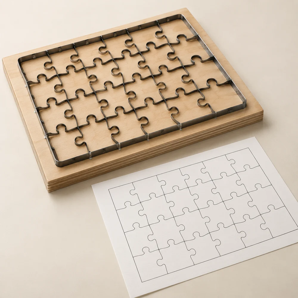 Forme de découpe pour puzzle sur mesure — exemple de personnalisation, visualisation