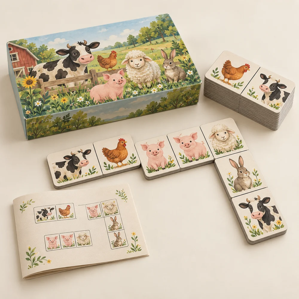 Dominos des animaux · carton épais — exemple de personnalisation, visualisation