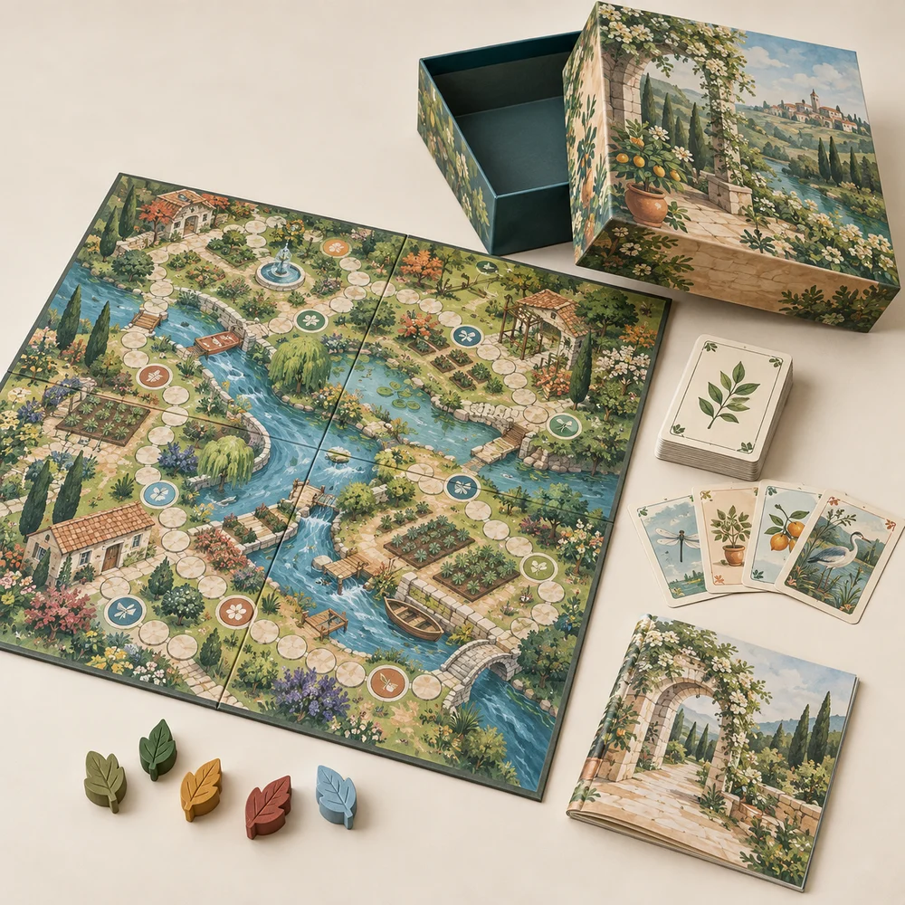Jeu coopératif avec plateau de 50 × 50 cm — exemple de personnalisation, visualisation