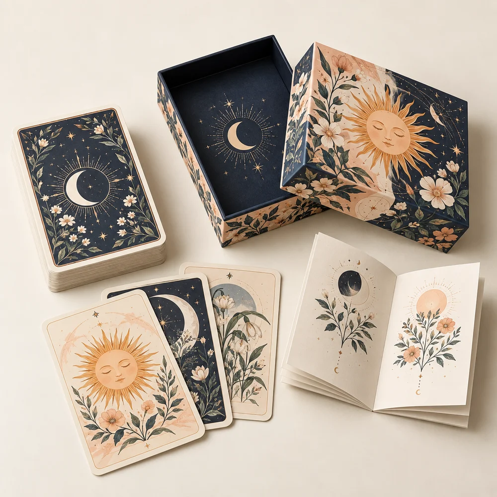 Oracle de 44 cartes en boîte rigide — exemple de personnalisation, visualisation
