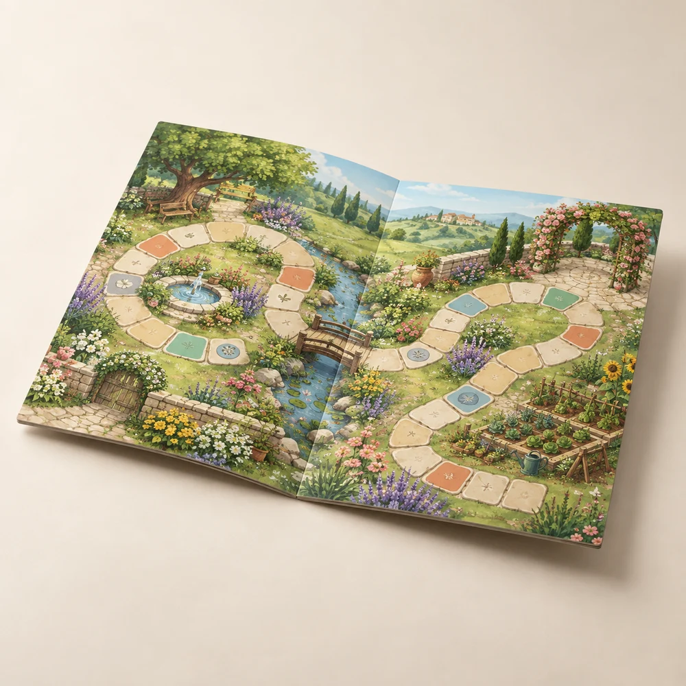 Plateau de jeu A3 plié en deux — exemple de personnalisation, visualisation