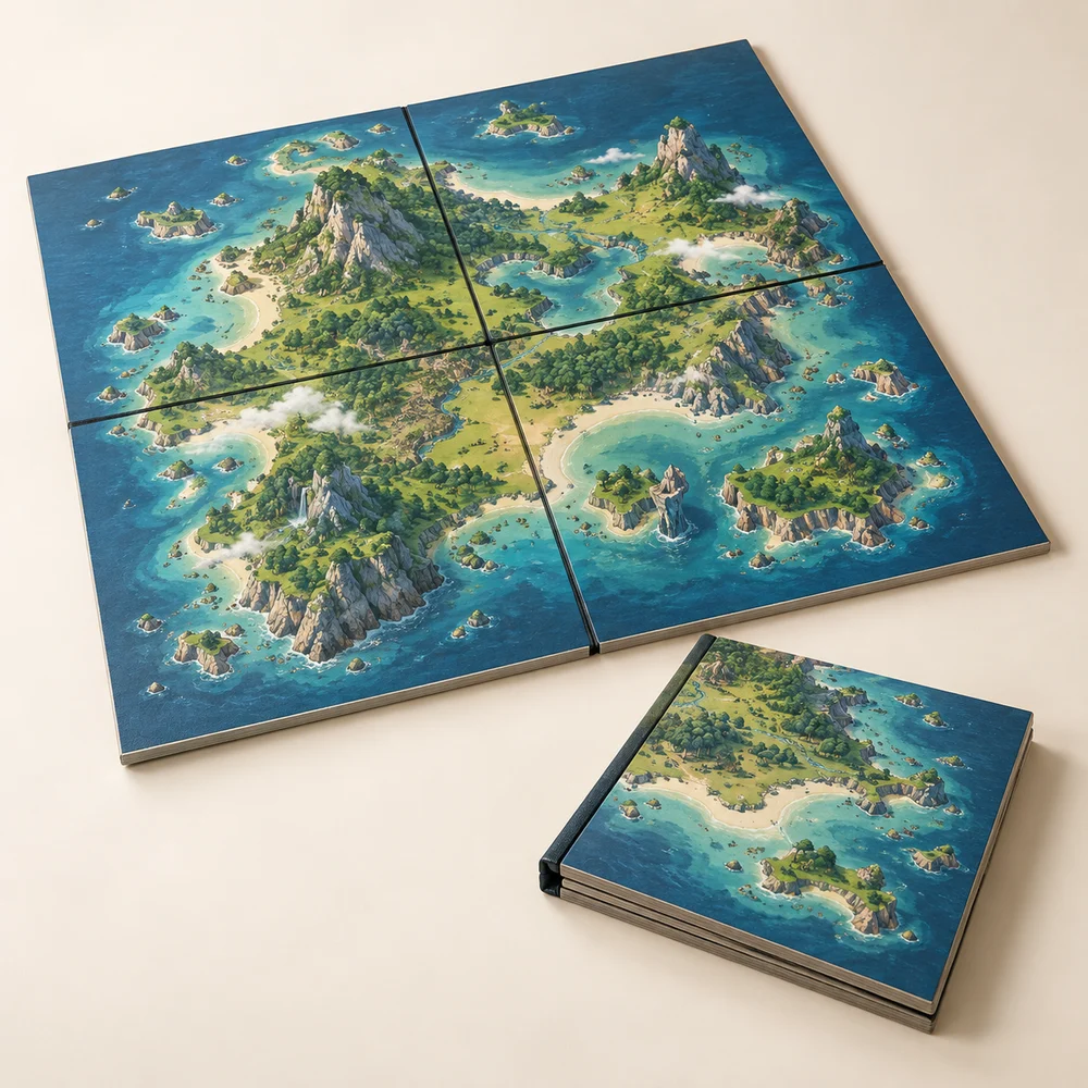 Plateau de jeu pliant en quatre — exemple de personnalisation, visualisation
