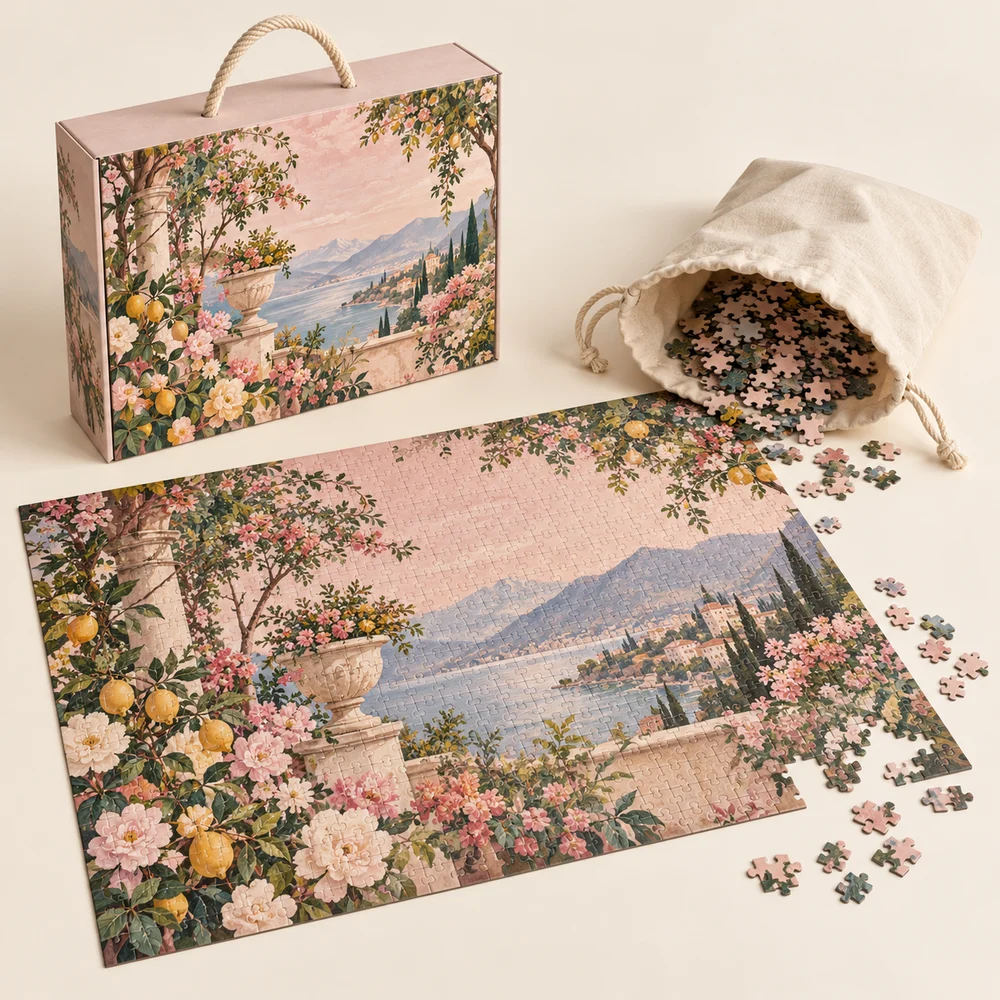 Puzzle cadeau · boîte à cordon — exemple de personnalisation, visualisation