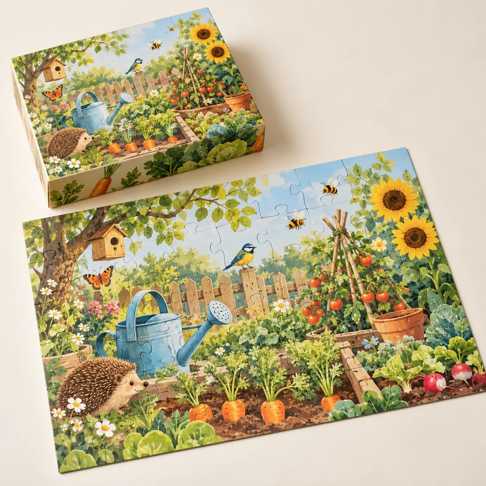 Puzzle enfant de 54 pièces · jardin — exemple de personnalisation, visualisation