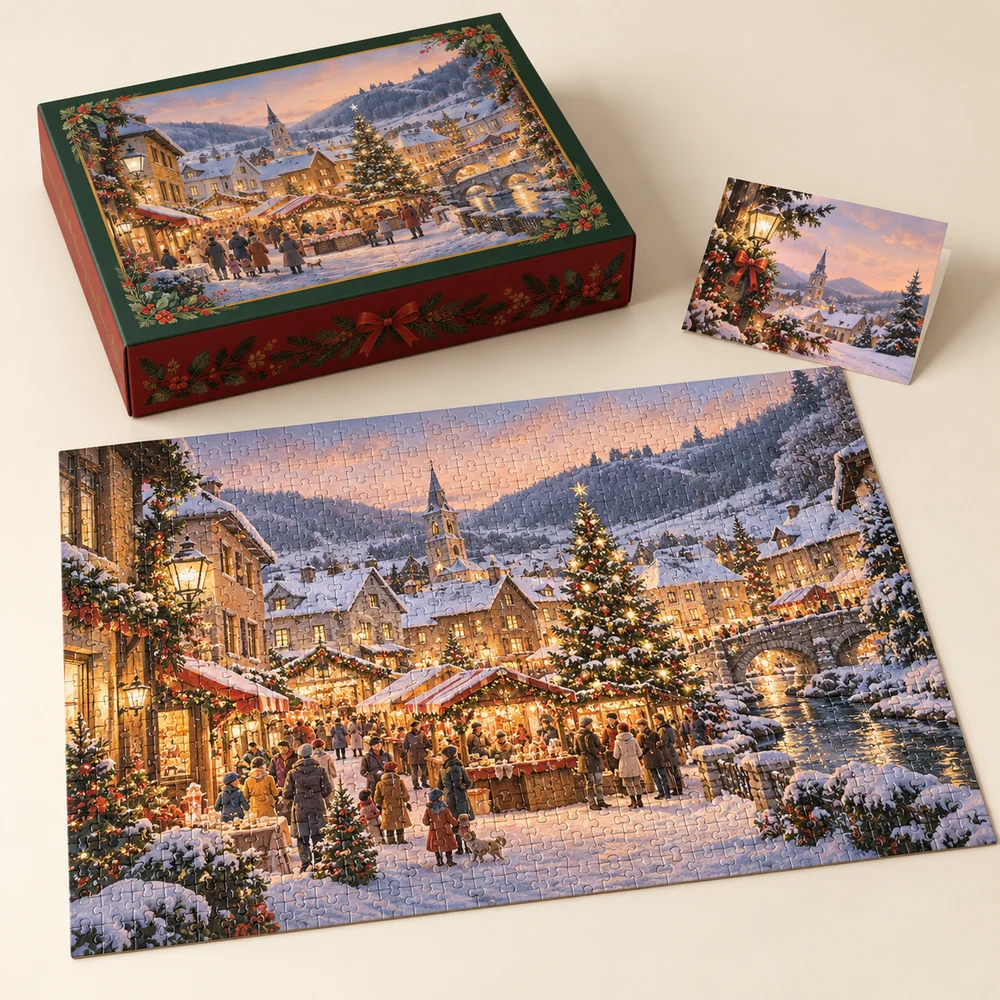 Puzzle de Noël pour cadeaux CSE — exemple de personnalisation, visualisation