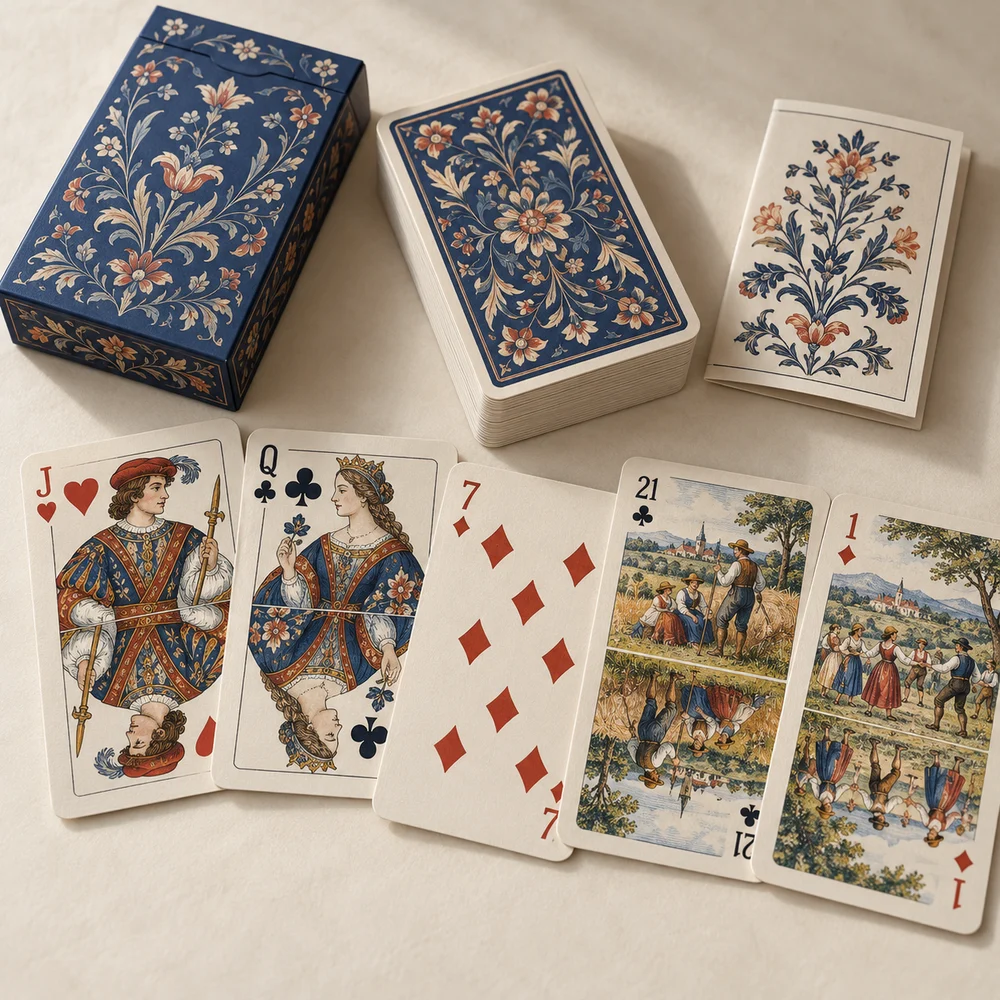 Tarot français personnalisé · 78 cartes — exemple de personnalisation, visualisation