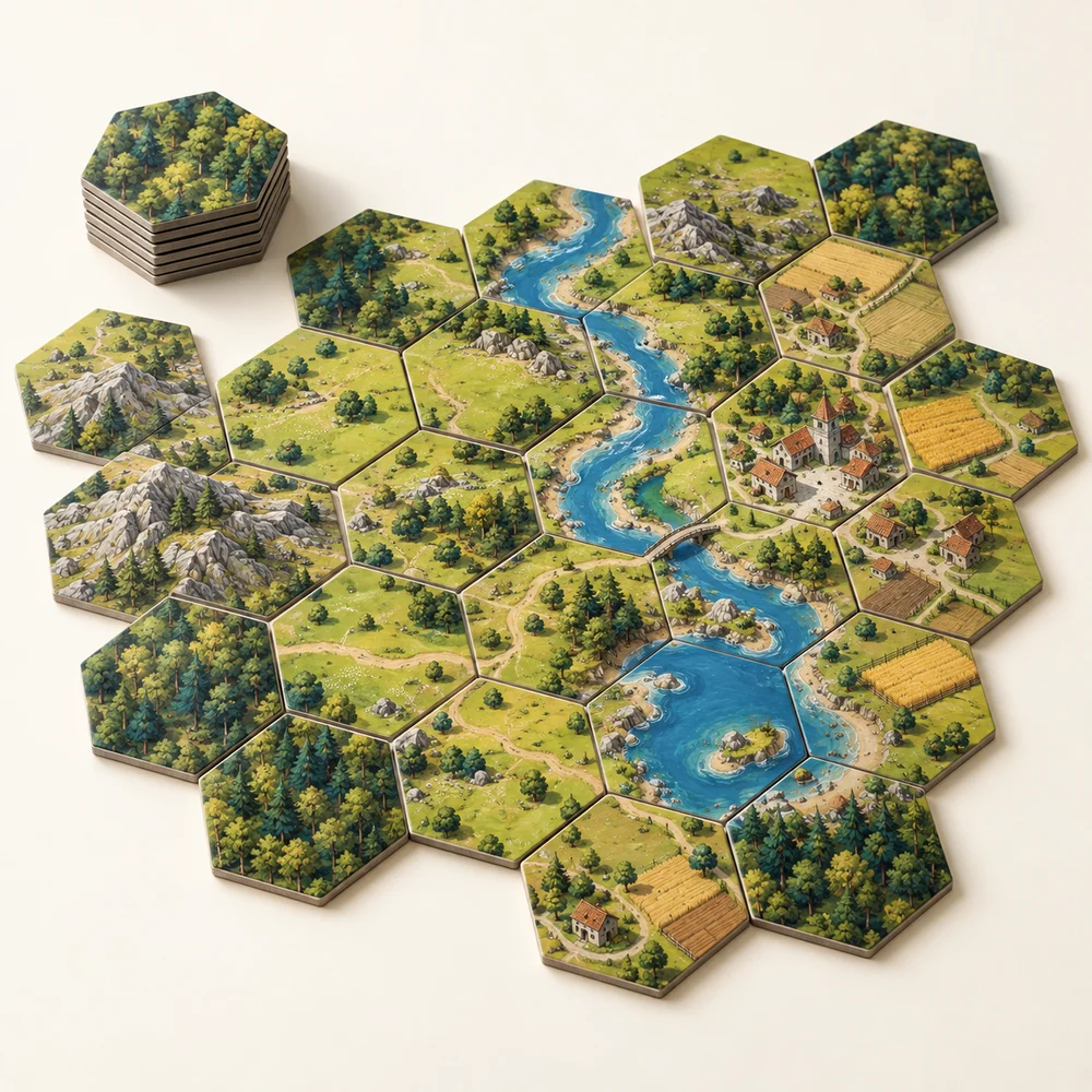 Tuiles hexagonales personnalisées — exemple de personnalisation, visualisation